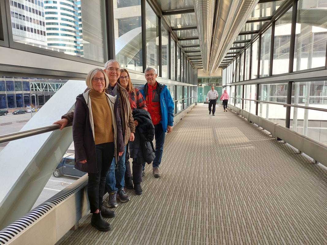 group of people in minneapolis skyway while on a city tour